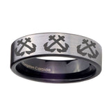 8mm-Multiple-Anchor-Pipe-Cut-Brushed-Silver-Tungsten-Wedding-Engagement-Ring