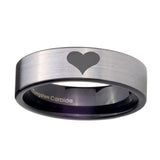 8mm-Heart-Pipe-Cut-Brushed-Silver-Tungsten-Carbide-Engraved-Ring