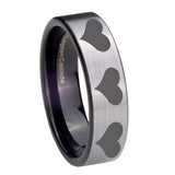 8mm-Multiple-Heart-Pipe-Cut-Brushed-Silver-Tungsten-Carbide-Men's-Band-Ring