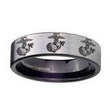 8mm-Multiple-Marine-Pipe-Cut-Brushed-Silver-Tungsten-Carbide-Men's-Wedding-Ring