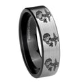 8mm Multiple Marine Pipe Cut Brushed Silver Tungsten Ring