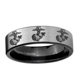 6, 8mm Multiple Marine Pipe Cut Brushed Silver Tungsten Ring