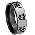 8mm Transformers Autobot Decepticon Pipe Cut Silver Tungsten Band