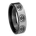 8mm Multiple Skull Pipe Cut Brushed Silver Tungsten Band