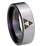 8mm-Zelda-Triforce-Pipe-Cut-Brushed-Silver-Tungsten-Carbide-Custom-Mens-Ring