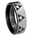 8mm Multiple Zelda Triforce Pipe Cut Silver Tungsten Band