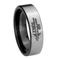 8mm Silver Black Air Force Pipe Cut Tungsten Engraved Ring
