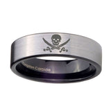 8mm-Skull-Pirate-Pipe-Cut-Brushed-Silver-Tungsten-Carbide-Men's-Engagement-Ring