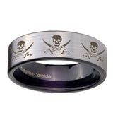 8mm-Multiple-Skull-Pirate-Pipe-Cut-Brushed-Silver-Tungsten-Mens-Wedding-Ring