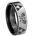 8mm Legend of Zelda Pipe Cut Brushed Silver Tungsten Bands
