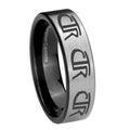 8mm Multiple CTR Pipe Cut Brushed Silver Tungsten Band