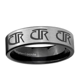 6, 8mm Multiple CTR Pipe Cut Brushed Silver Tungsten Ring