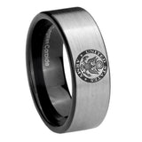 8mm U.S. Army Pipe Cut Brushed Silver Tungsten Custom Ring for Men