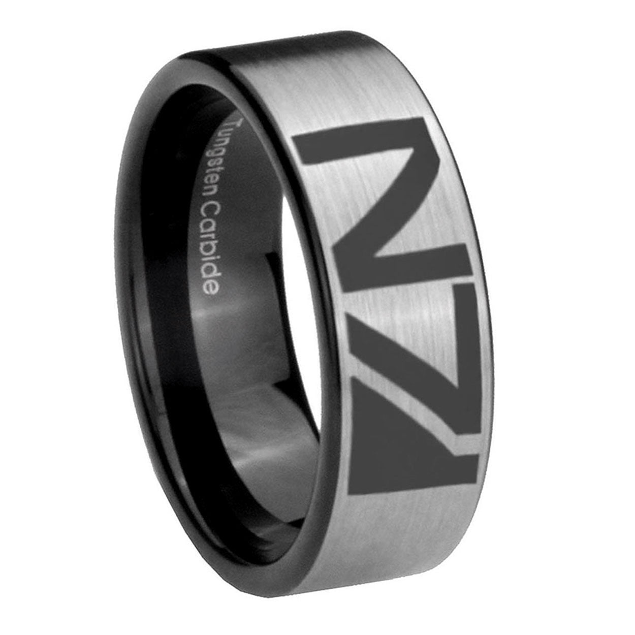 8mm N7 Design Pipe Cut Brushed Silver Tungsten Ring for Men
