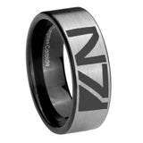 8mm N7 Design Pipe Cut Brushed Silver Tungsten Custom Ring for Men