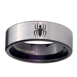8mm-Spiderman-Pipe-Cut-Brushed-Silver-Tungsten-Carbide-Mens-Wedding-Ring