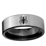 6, 8mm Spiderman Pipe Cut Brushed Silver Tungsten Ring