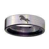 8mm-Horse-Pipe-Cut-Brushed-Silver-Tungsten-Carbide-Men's-Band-Ring