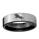 6, 8mm Horse Pipe Cut Brushed Silver Tungsten Ring