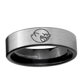 6, 8mm Mario Boo Ghost Pipe Cut Brushed Silver Tungsten Ring