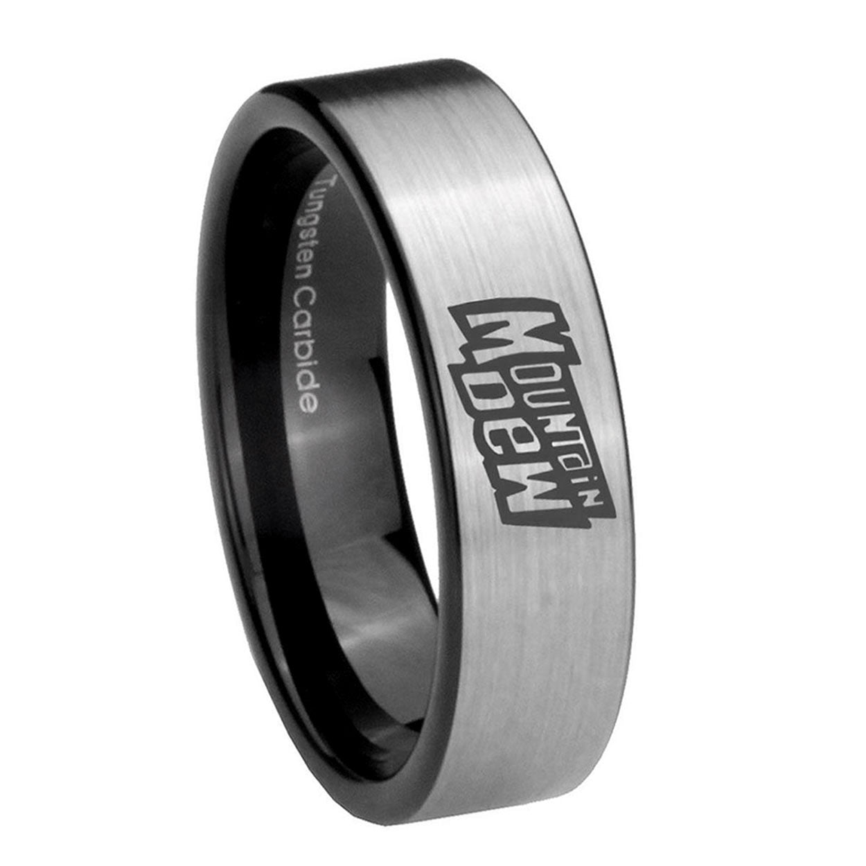 8mm Mountain Dew Pipe Cut Brushed Silver Tungsten Ring