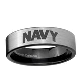 6, 8mm Navy Pipe Cut Brushed Silver Tungsten Carbide Custom Ring for Men