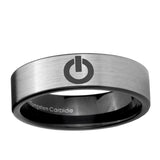 6, 8mm Power Pipe Cut Brushed Silver Tungsten Carbide Mens Engagement Ring