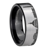 8mm DC Washington City Pipe Cut Gray Tungsten Black Inside Engraved Ring
