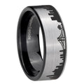 CA San Francisco City Pipe Cut Gray Tungsten Black Ring