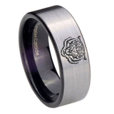 8mm-Lion-Pipe-Cut-Brushed-Silver-Tungsten-Carbide-Engagement-Ring