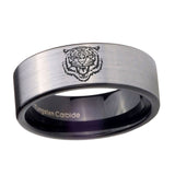 8mm-Lion-Pipe-Cut-Brushed-Silver-Tungsten-Carbide-Engagement-Ring