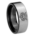 8mm Lion Pipe Cut Brushed Silver Tungsten Engagement Ring