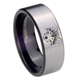 8mm-Wolf-Pipe-Cut-Brushed-Silver-Tungsten-Carbide-Engagement-Ring