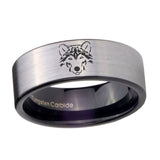 8mm-Wolf-Pipe-Cut-Brushed-Silver-Tungsten-Carbide-Engagement-Ring