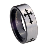 8mm-Christian-Cross-Religious-Pipe-Cut-Brushed-Silver-Tungsten-Custom-Ring-for-Men