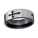 8mm-Christian-Cross-Religious-Pipe-Cut-Brushed-Silver-Tungsten-Custom-Ring-for-Men