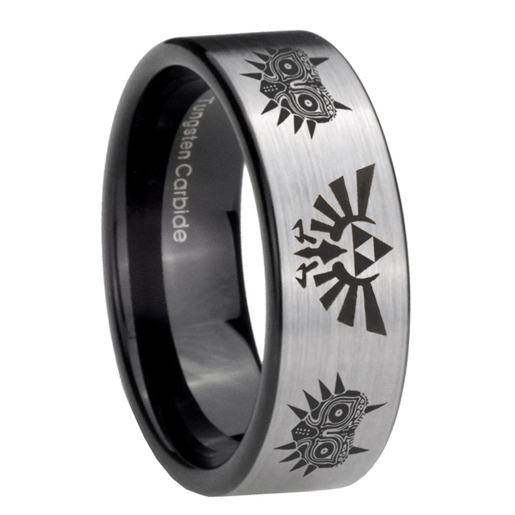 8mm Zelda Majora's Mask Pipe Cut Silver Man Wedding Gift