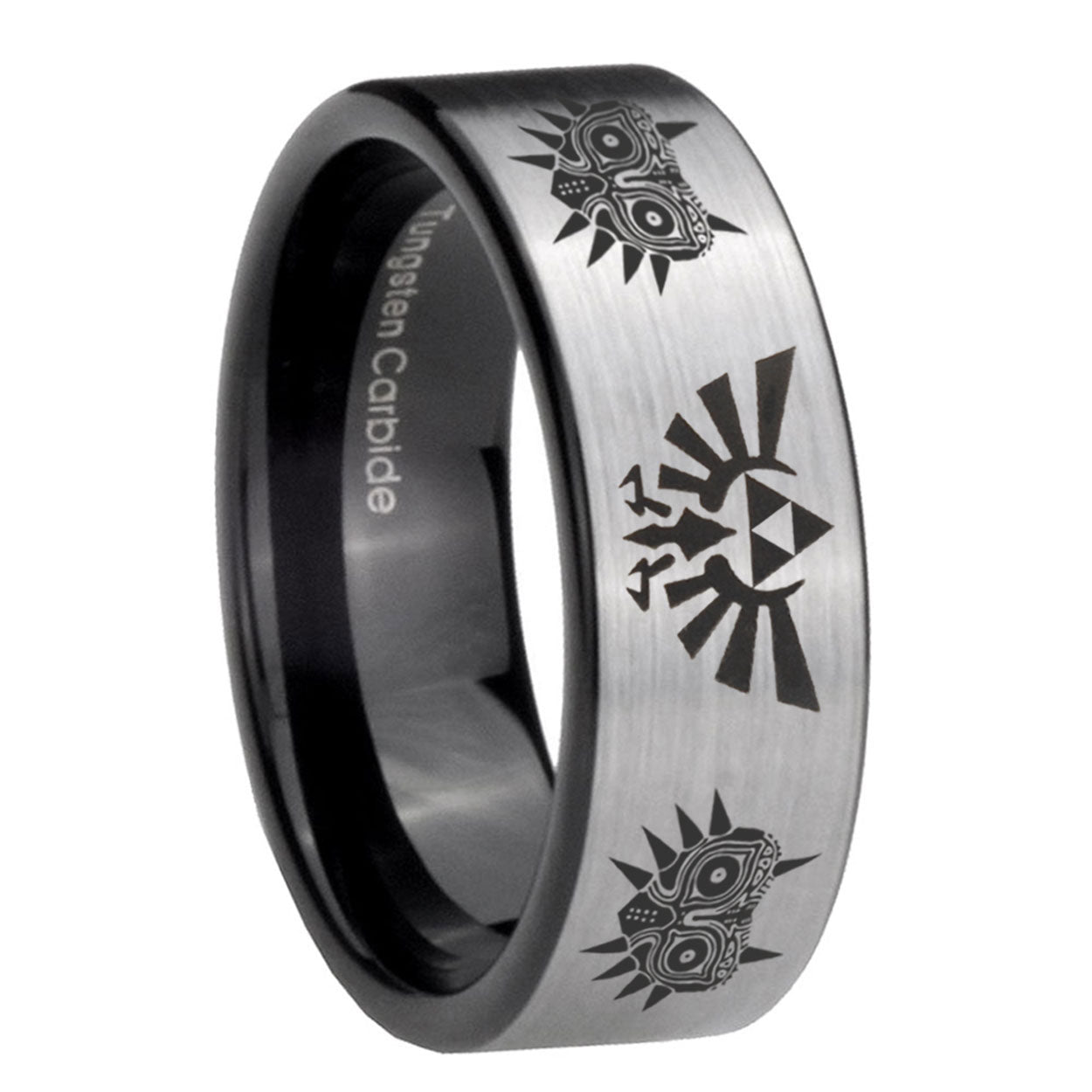 8mm Zelda Majora's Mask Pipe Cut Silver Man Wedding Gift