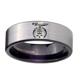 8mm-Masonic-Shriners-Pipe-Cut-Brushed-Silver-Tungsten-Carbide-Custom-Mens-Ring