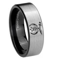 8mm Masonic Shriners Pipe Cut Brushed Silver Tungsten Ring