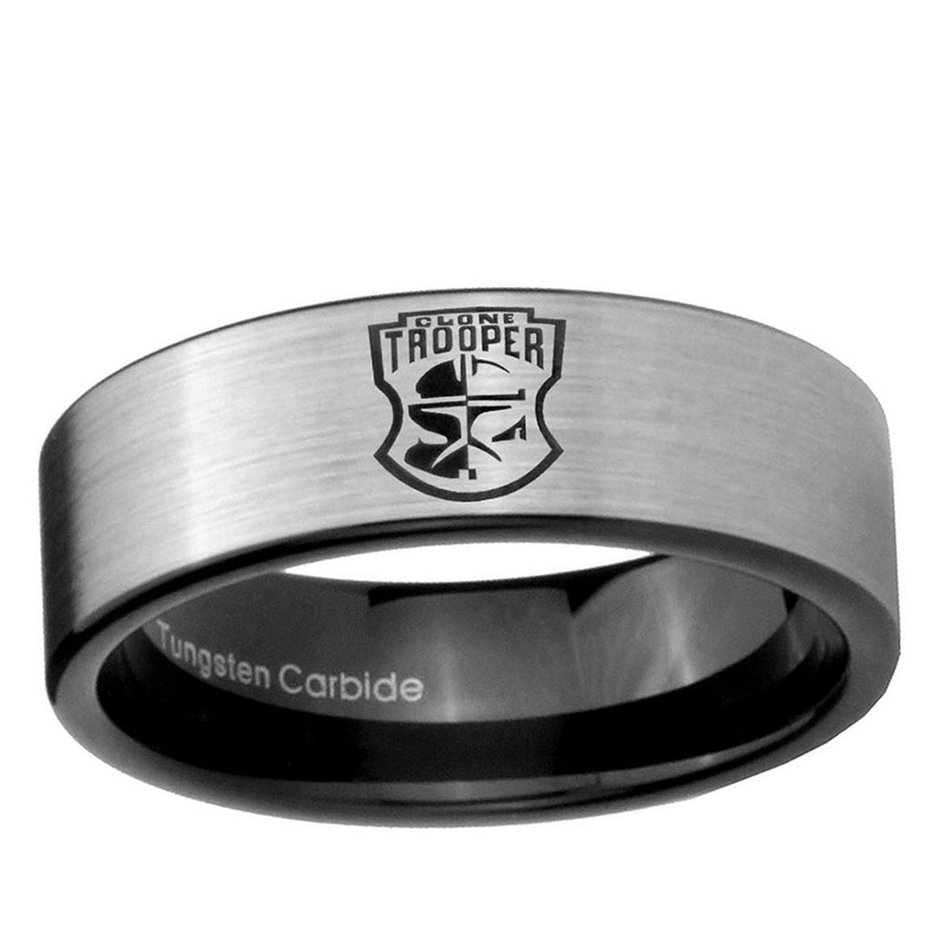 6mm Clone Trooper Pipe Cut Brushed Silver Tungsten Ring