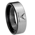 8mm Silver Black US Air Force Pipe Cut Tungsten Ring