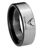 8mm Silver Black US Air Force Pipe Cut Tungsten Carbide Laser Engraved Ring