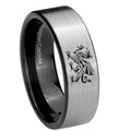 8mm Dragon Pipe Cut Brushed Silver Tungsten Engagement Band