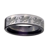 8mm-Multiple-Dragon-Pipe-Cut-Brushed-Silver-Tungsten-Wedding-Engagement-Ring