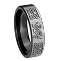 8mm Multiple Dragon Celtic Pipe Cut Silver Tungsten Ring