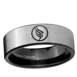 6, 8mm Silver Black Mass Effect Pipe Cut Tungsten Carbide Laser Engraved Ring