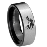 8mm Wolf Pipe Cut Brushed Silver Tungsten Carbide Men's Engagement Ring