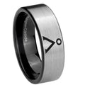 8mm Stargate Pipe Cut Brushed Silver Tungsten Promise Ring