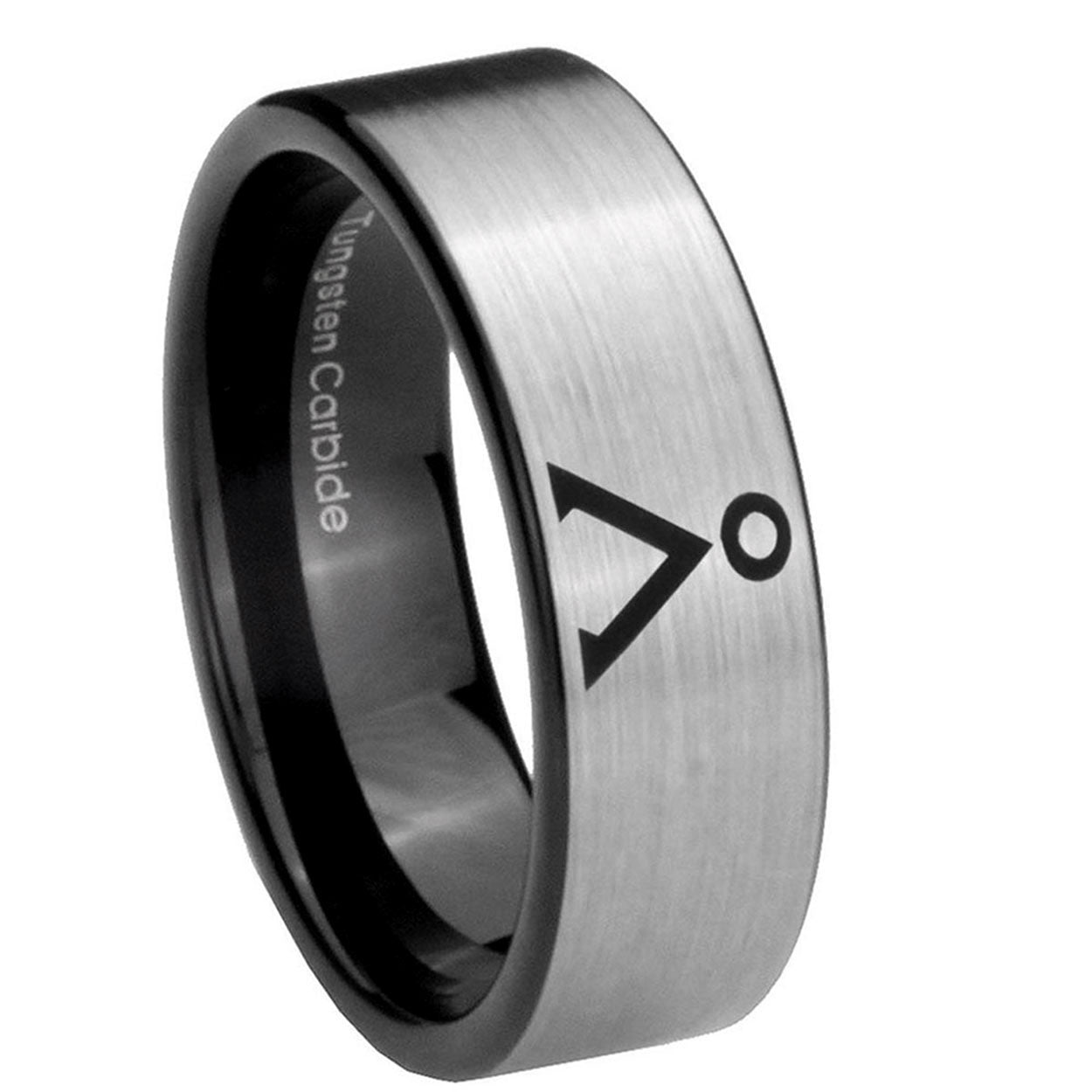 8mm Stargate Pipe Cut Brushed Silver Tungsten Promise Ring